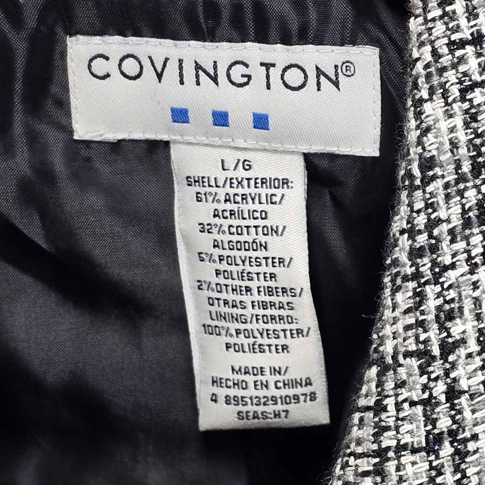 Covington Large  Black and Gray Blazer Tweed Like Material Early 2000 - Picture 3 of 5